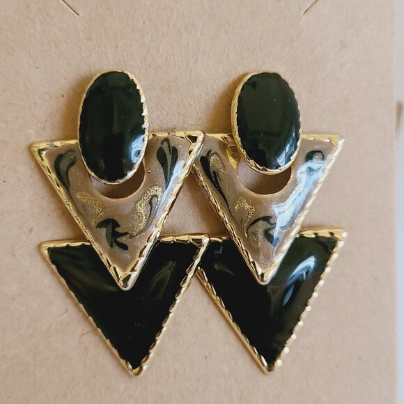 Unknown Brand Traigle Shaped Dangle Stud Earrings Multi-color Pre-Owned Ladies - Picture 1 of 5